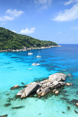 Fototapeta premium The natural beauty clear water and white sandy beach of Similan Islands in Similan National Park. Phang Nga Province, Thailand 