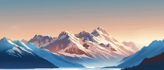 Snowy mountains vector illustration