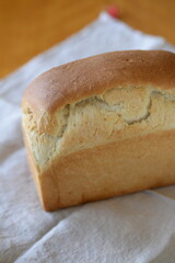 The white bread fresh out of the oven looks so delicious.