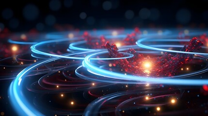 Captivating Visualization of Quantum Entanglement Concept with Flowing Particles and Dynamic Energy