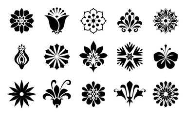 Flowers icon set. Flowers isolated on transparent background. Flowers in modern simple. Cute round flower plant nature collection. Vector illustrator
