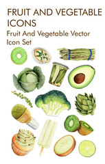 Fruit and vegetable logo vector icon set 