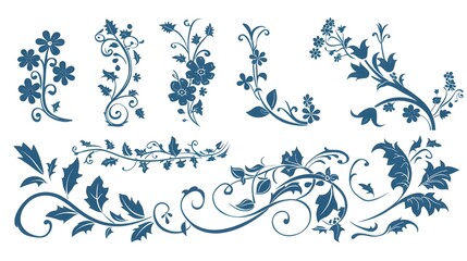 Set of Differents flower linen on white background