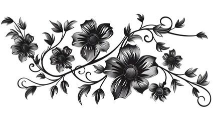 Obraz premium black and white floral background