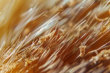 A high-resolution microscope image of a strand of hair, revealing the detailed texture and structure of the hair shaft. The close-up view provides a unique perspective on human hair biology.