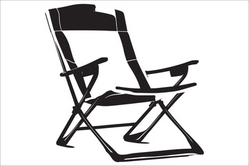 Camping chair Silhouette vector illustration on white background. Black Camping chair silhouette.