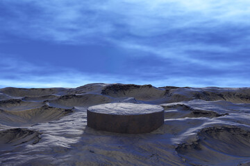 Abstract 3d render platform and mockup natural background, Stone podium on the surface o star for product stand display, advertising or etc