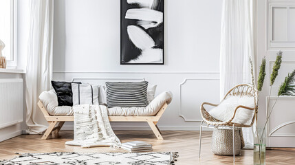 Modern minimalist living room spaces with Scandinavian decor