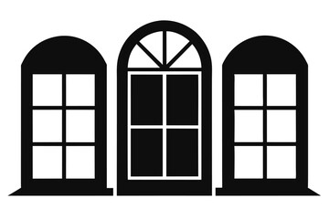 Set of Solid black Window vector design icons on white background