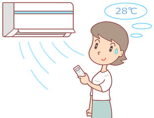 環境・エコロジーのイラスト - 節電・エアコン設定温度・適正室温
