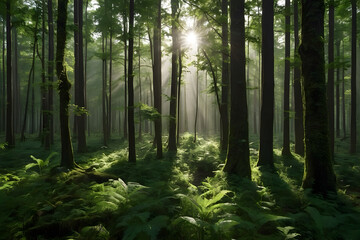 Fototapeta premium A landscape of a green forest