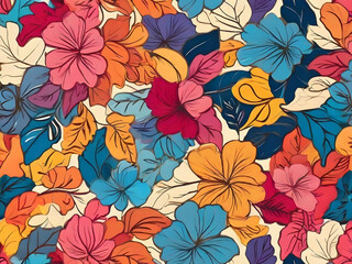 seamless pattern with leaves flower, wallpaper, illustration, design, decoration, fall, art, leaves, texture, plant,AI GENERATED 