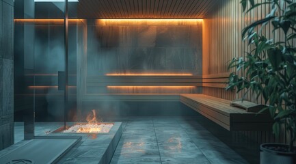 Modern wooden sauna interior design