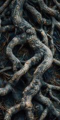 Texture Of Gloomy Tree Roots On A Dark Background For Wallpaper Created Using Artificial Intelligence