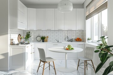 Sleek modern kitchen design in white tones