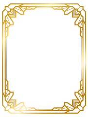 Art Deco gold frame vintage frame line geometric wedding label card frame png transparent background	