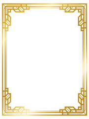 Art Deco gold frame vintage frame line geometric wedding label card frame png transparent background	