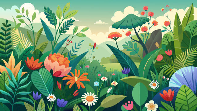 Bosque frondoso, concepto de naturaleza y flora silvestre