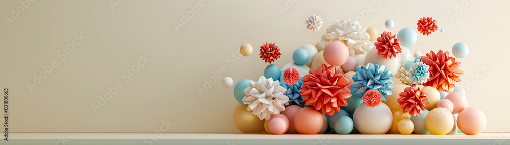 Poster vibrant 3d isometric podium display with geometric shapes and text space