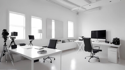 WHITE MINIMALIST OFFICE FOR A FILMMAKER 169