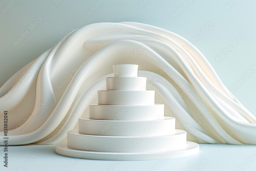 Poster minimalist 3d isometric podium display with clean lines and text space