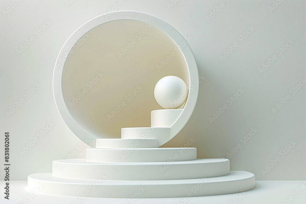 Poster minimalist 3d isometric podium display with clean lines and text space