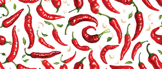 Red Chili seamless pattern background1