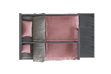 bed isolate on a transparent background, interior furniture, 3D illustration, cg render