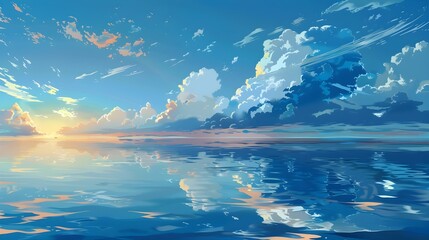 Tranquil Seascape A Art Portrayal of Soothing Ocean Calmness