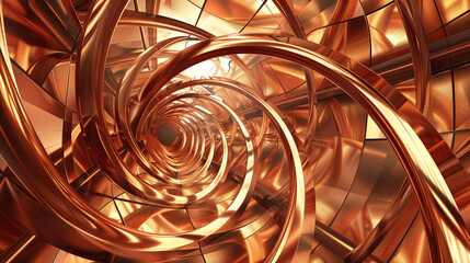 Copper structures provide a calming scientific ambiance for thematic podcast art,
