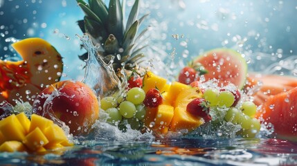 Fresh fruits mixed.Tasty fruits background