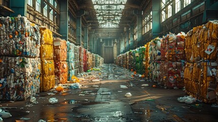 Fototapeta premium Plastic waste recycling processing plant