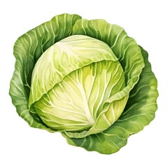 Fototapeta premium Vibrant Green Cabbage in Botanical Style