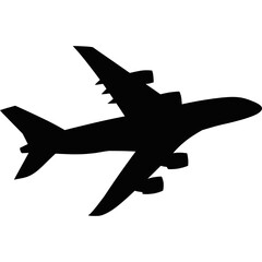airplanes silhouettes. Planes: in flight, takeoff, running, landing. Aircraft silhouette in the sky. aircraft icon and set of passenger plane silhouette