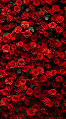 A collection of vibrant red roses arranged neatly in a glass vase