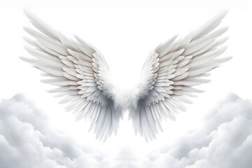 Obraz premium Pair of white wings flying gracefully through a cloudy sky