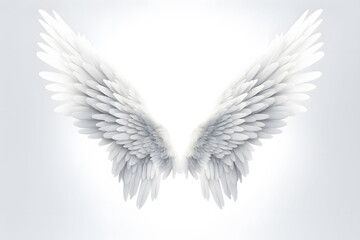 Fototapeta premium A pair of white wings displayed on a plain white background