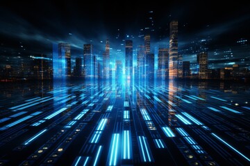 Obraz premium Data Streams and Secure Neural Network Patterns Generative AI