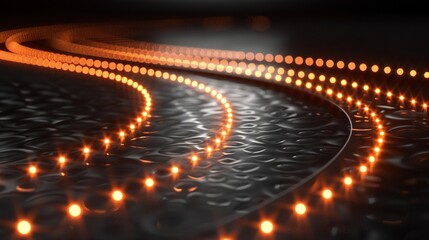   A close-up of various lights on a surface, featuring circles of light in the center of the photo