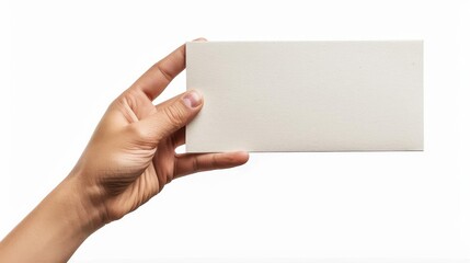 Obraz premium Hand holding a delivery note, isolated on white background, 
