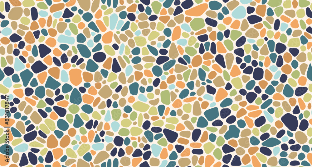 Poster pebble stone pattern or gravel mosaic background for tile or pavement, vector texture. color ceramic