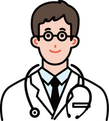 笑顔の白衣の若い男性医者