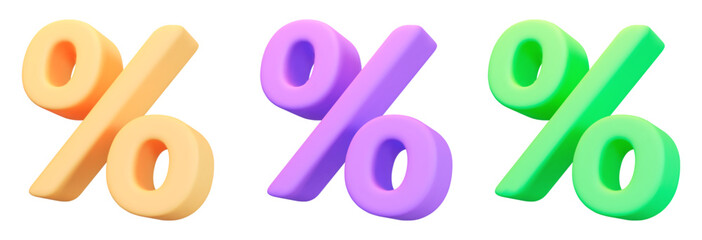 3d percent discount yellow, purple and green color on isolated background. Voucher gift. Stock vector illustration