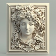 antique picture frame , statue of a woman