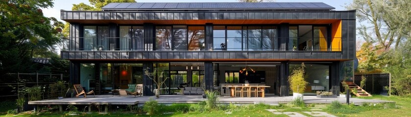 Fototapeta premium Modern house with solar panels
