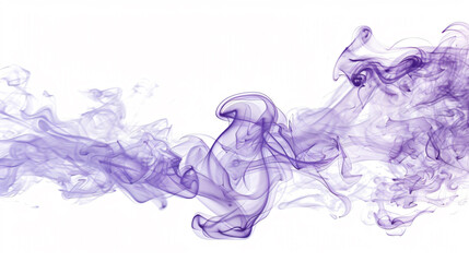 Fototapeta premium Photo of purple smoke in water on a white background, depicting an abstract shape in isolation