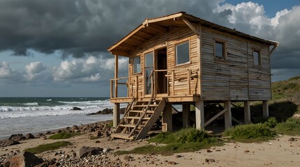  The resilience of a family rebuilding their lives after a storm destroys their coastal hut ai_generated