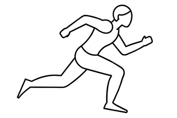 Black and white silhouette of person running on a white background