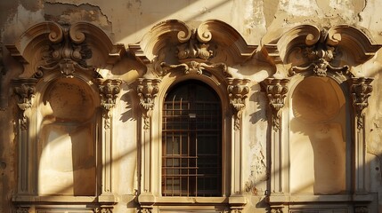 Fototapeta premium Sicilian Baroque archivolts feature dramatic scrolls, lavish details, and masterful light and shadow.