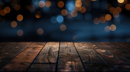 rustic wooden table with a vintage bokeh background